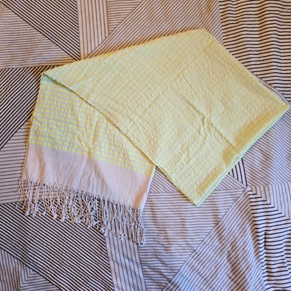 GAP Neon Green/Yellow & White Striped Scarf